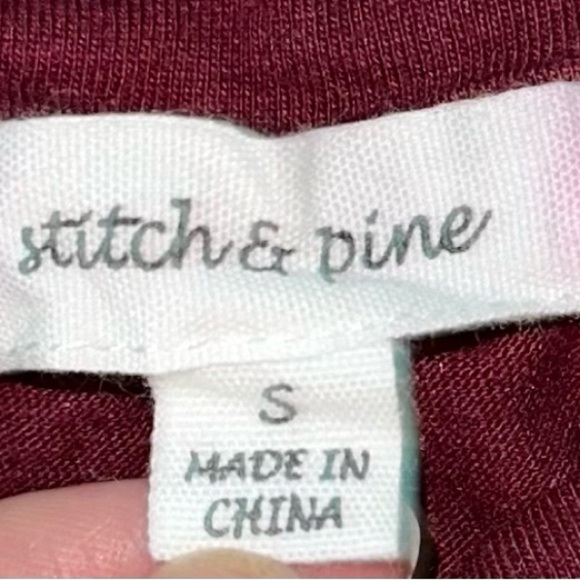 Stitch & Pine Maroon Top with Striped Sleeves - Picture 3 of 4